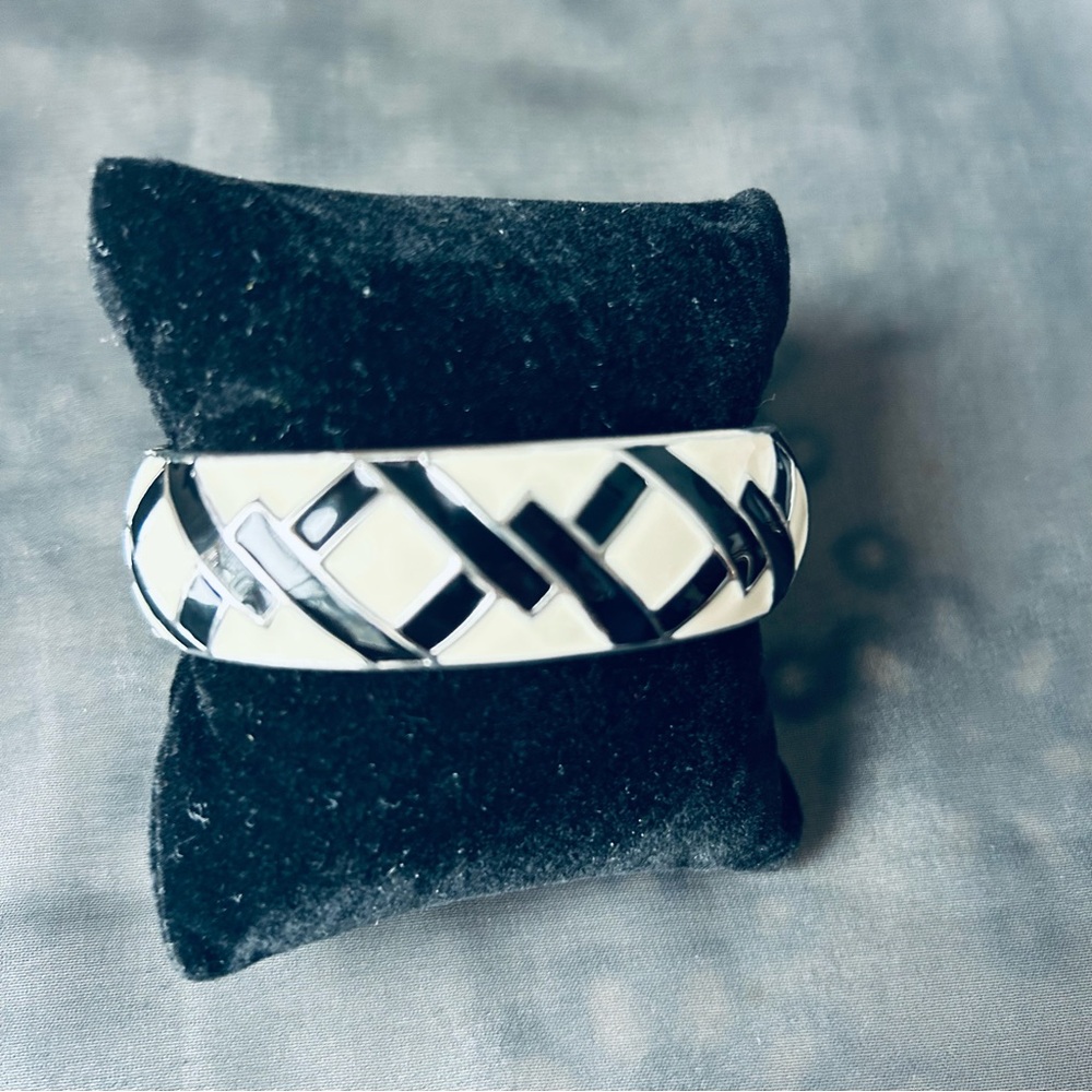 Black and White Geometric Bangle Bracelet